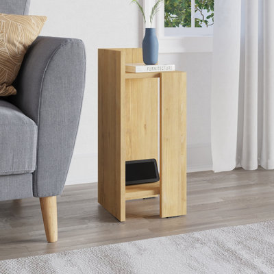 Decortie Elos Modern Bedside Table Left Module Narrow Oak 25cm