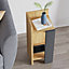 Decortie Elos Modern Bedside Table Left Module Oak Anthracite Grey 25cm Narrow