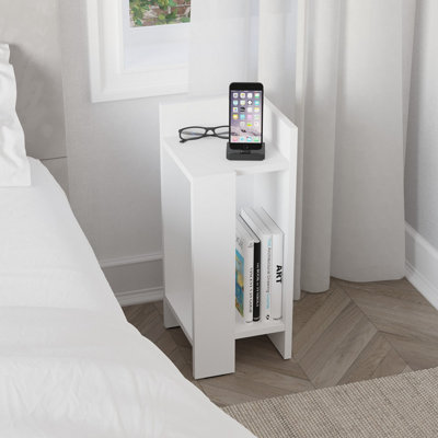 Decortie Elos Modern Narrow Bedside Right Module Table White 25x25x60cm