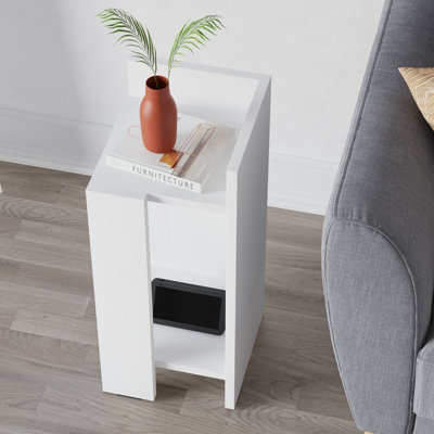 Decortie Elos Modern Narrow Bedside Right Module Table White 25x25x60cm