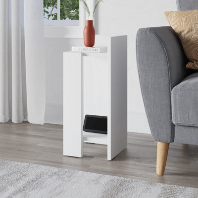 Decortie Elos Modern Narrow Bedside Right Module Table White 25x25x60cm