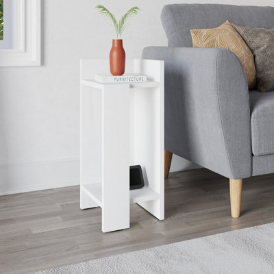 Decortie Elos Modern Narrow Bedside Right Module Table White 25x25x60cm