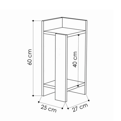 Decortie Elos Modern Narrow Bedside Table Right Module 25x25x60 cm Oak Anthracite Grey
