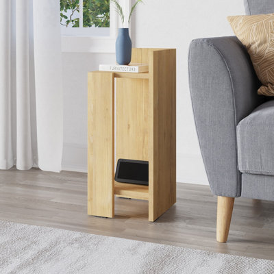 Decortie Elos Modern Narrow Bedside Table Right Module 25x25x60 cm Oak