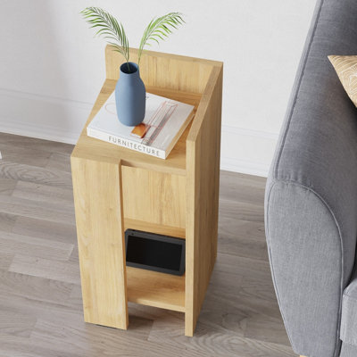 Decortie Elos Modern Narrow Bedside Table Right Module 25x25x60 cm Oak