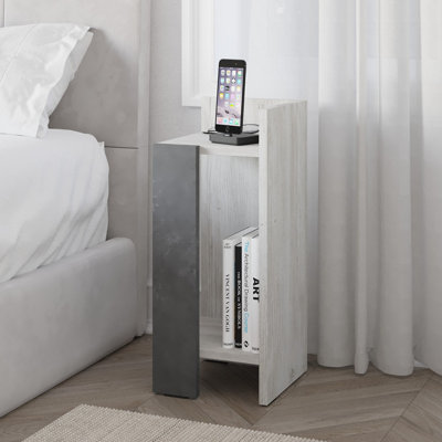 Decortie Elos Modern Narrow Bedside Table Right Module Ancient White ...