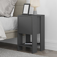 Decortie Ema Modern Bedside Table Anthracite Grey 30cm Width Bedroom Furniture
