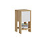 Decortie Ema Modern Bedside Table Oak White 30cm Width Bedroom Furniture
