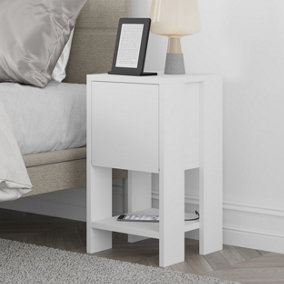 Decortie Ema Modern Bedside Table White 30cm Width Bedroom Furniture