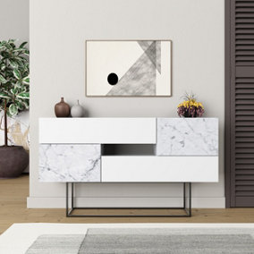Decortie Eros Console Sideboard Display Unit White Marble Effect