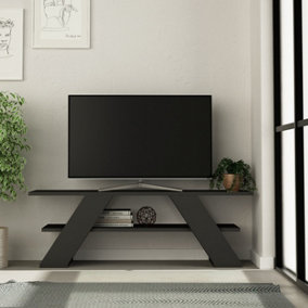 Decortie Farfalla Modern TV Stand Multimedia Centre TV Unit Anthracite Grey With Shelves 120cm