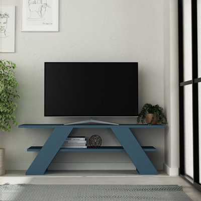 Turquoise tv deals stand with fireplace