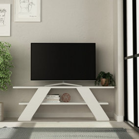 Decortie Farfalla Modern TV Stand Multimedia Centre TV Unit White With Shelves 120cm