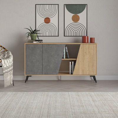 Decortie Fiona Console Sideboard Display Unit 150 Oak Retro Grey