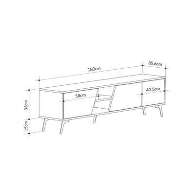 Decortie Fiona Modern TV Unit Multimedia Centre Oak White with Storage TV Cabinet 180cm