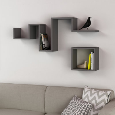 Decortie Follow Modern Floating Shelf Anthracite Grey 45cm Short