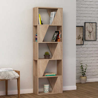 Decortie Frame Modern Bookcase Display Unit Natural Oak Effect Tall 168cm