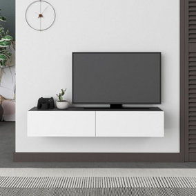 Decortie Francy Modern TV Stand Multimedia Centre TV Unit 135 Anthracite Grey White With Storage Cabinet 135cm