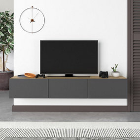 Decortie Francy Modern TV Stand Multimedia Centre TV Unit 180 Oak Anthracite Grey With Storage Cabinet 180cm