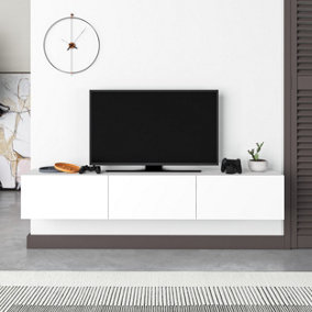 Decortie Francy Modern TV Stand Multimedia Centre TV Unit 180 White With Storage Cabinet 180cm