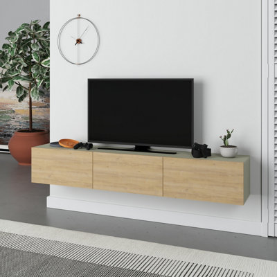 Decortie Francy Modern TV Unit Multimedia Centre Ash Green,Oak White with Storage TV Cabinet 180cm