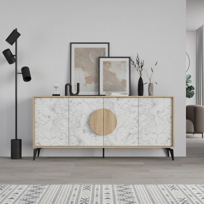 White deals marble sideboard