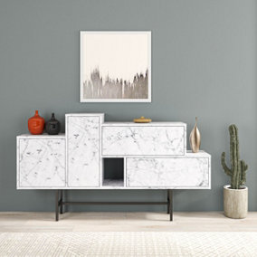 Decortie Hermes Console Sideboard Display Unit White Marble Effect White Marble Effect