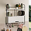 Decortie Holi Modern Kitchen Wall Shelf Unit with Metal Hangers White H 86.6