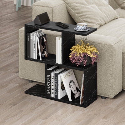 Decortie Homemania Modern Side End Coffee Table Gloss Black Marble Effect Multipurpose  H 60cm 5 Tier