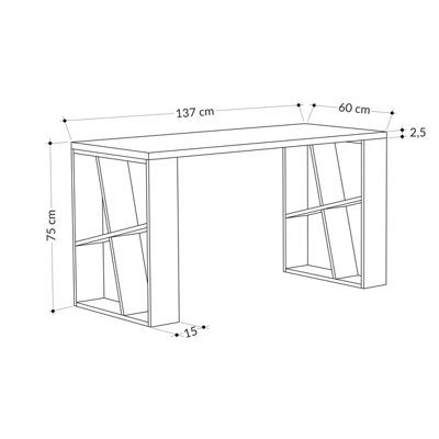 Decortie Honey Modern Desk with Integrated Bookshelf Storage White Oak 137cm