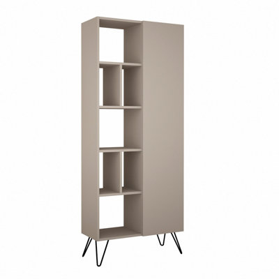 Decortie Jedda Modern Bookcase Display Unit Mocha Grey Tall 191cm