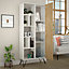 Decortie Jedda Modern Bookcase Display Unit White Natural Oak Effect Tall 191cm