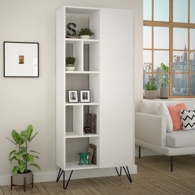 Decortie Jedda Modern Bookcase Display Unit White Tall 191cm