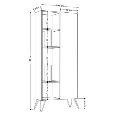 Decortie Jedda Modern Bookcase Display Unit White Tall 191cm