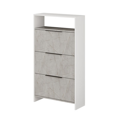 Decortie Kaju Modern Shoe Cabinet Gold Marble Effect White H 139cm