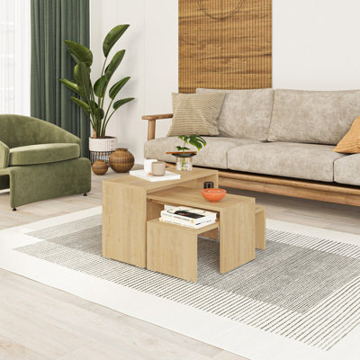 Decortie Kanta Modern Coffee Table Oak Multipurpose