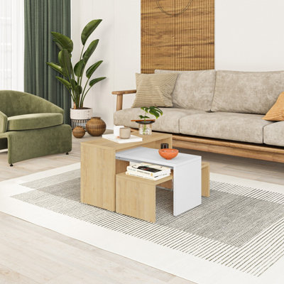 Decortie Kanta Modern Coffee Table Oak White Oak Multipurpose