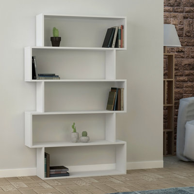 Decortie Kat Modern Bookcase Display Unit White Tall 158cm