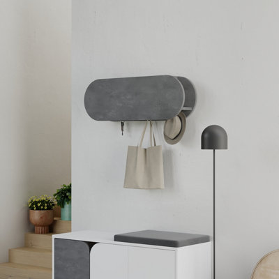Decortie Kroma 6 Hooks Modern Wall Mounted Coat Hanger with Storage Cabinet Retro Grey Price Comparisons | Compare The Build