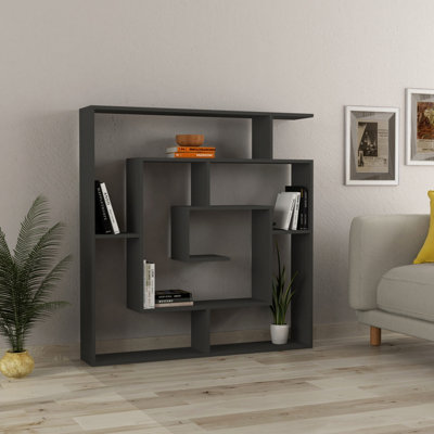 Decortie Labirent Modern Bookcase Display Unit Room Separator Anthracite Grey Medium 129(H)cm