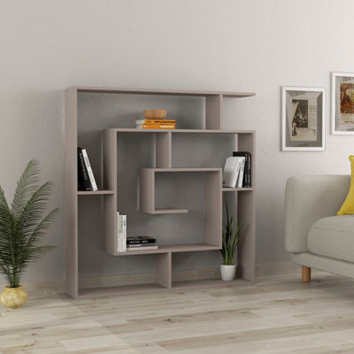 Decortie Labirent Modern Bookcase Display Unit Room Separator Mocha Grey Medium 129(H)cm