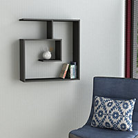 Decortie Laby Modern Floating Shelf Anthracite Grey 79cm Tall