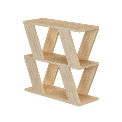 Decortie Lazena Modern 3-Tier Side Table, Oak, Slim Particleboard End Table H55.4cm