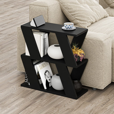 Decortie Lazena Modern Side End Coffee Table Black Multipurpose  H 55.4cm 3 Tier