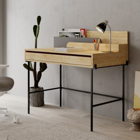 Decortie Leila Modern Desk Oak Anthracite Grey Multipurpose Study Modern Desk Width 110cm