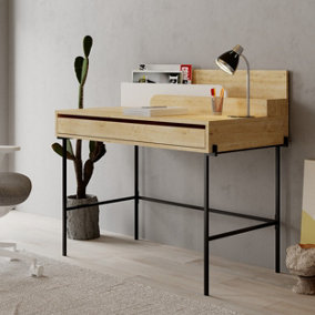 Seconique Nordic White and Oak 1 Drawer Study Desk