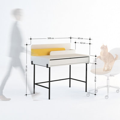 Decortie Leila Modern Desk White Burgundy Multipurpose Study Modern Desk Width 110cm