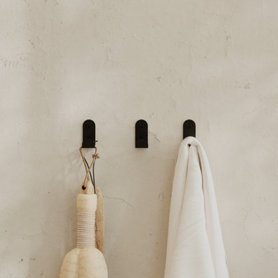 Decortie Leny Triple Hook Wall Mounted Black Metal Waterproof Set of 3