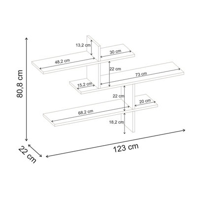 Decortie Leo Anthracite Grey 3-Tier Floating Wall Shelf 80cm - Modern Display Bookcase