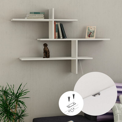 Decortie Leo Anthracite Grey 3-Tier Floating Wall Shelf 80cm - Modern Display Bookcase